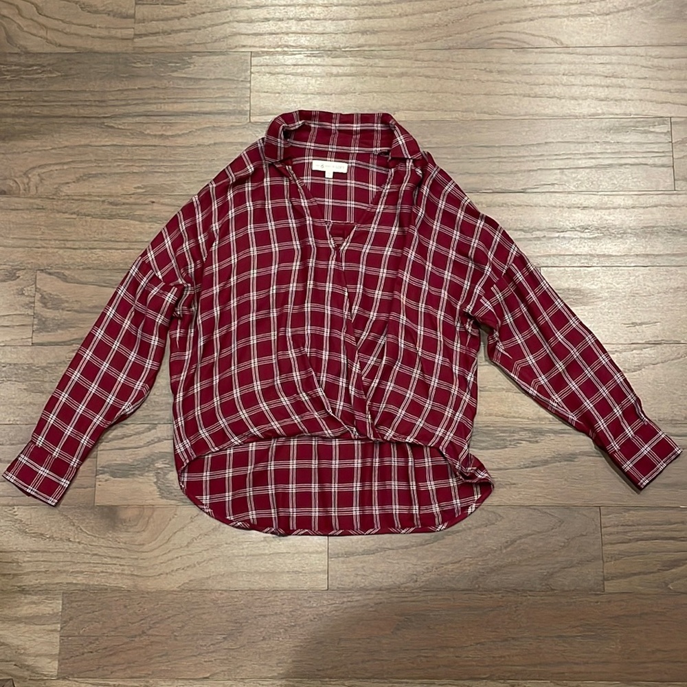 NWOT Lou & Grey Red and White Plaid Top - Size XS